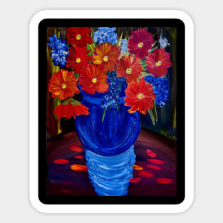 Radiant abstract flowers bloom in a vibrant dance of color Sticker